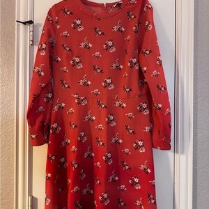 LOFT Red Casual Sundress with Bishop Sleeves
